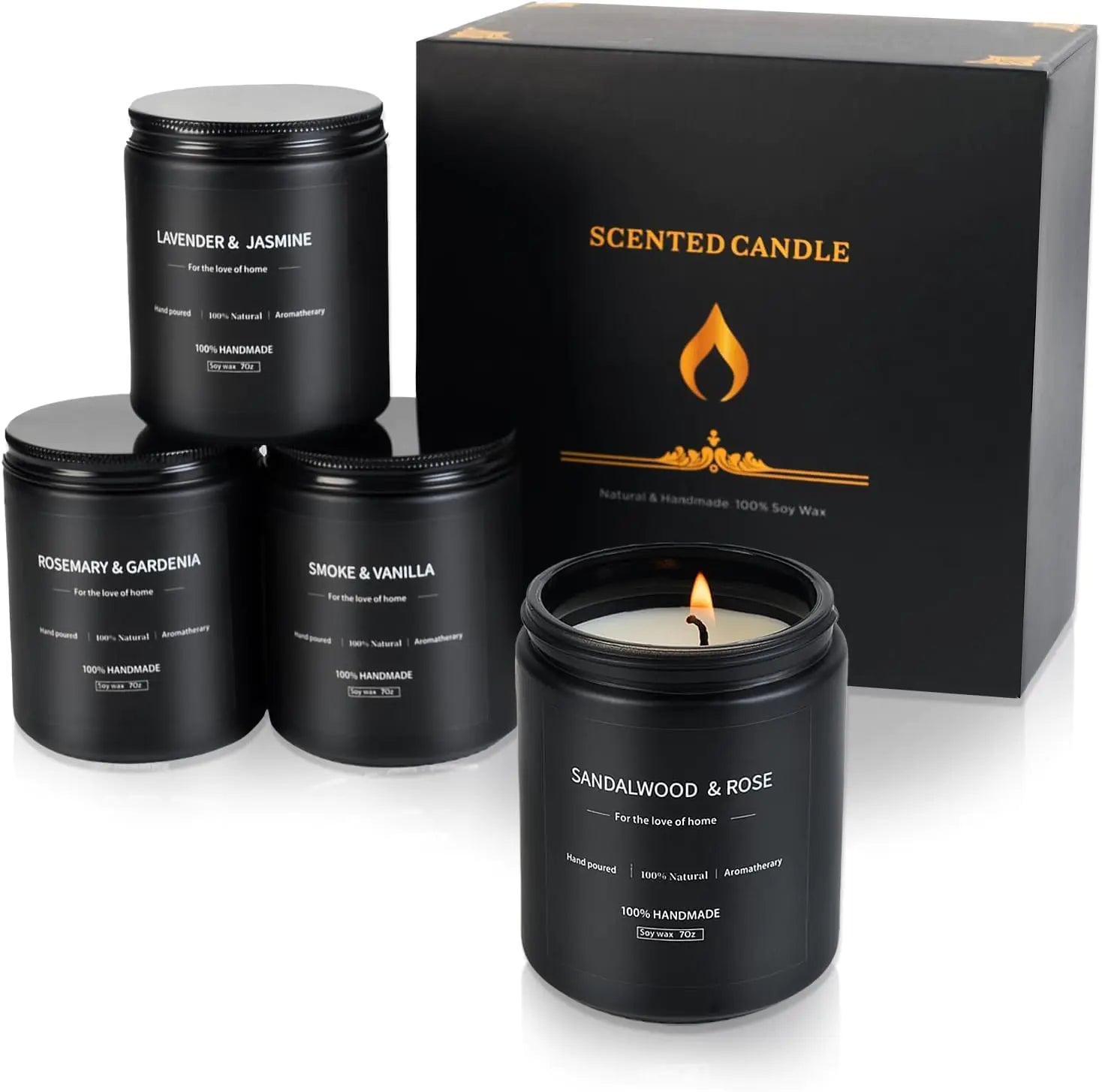 4 Pack Scented Candles for Men - Candles for Home Scented Soy Candles